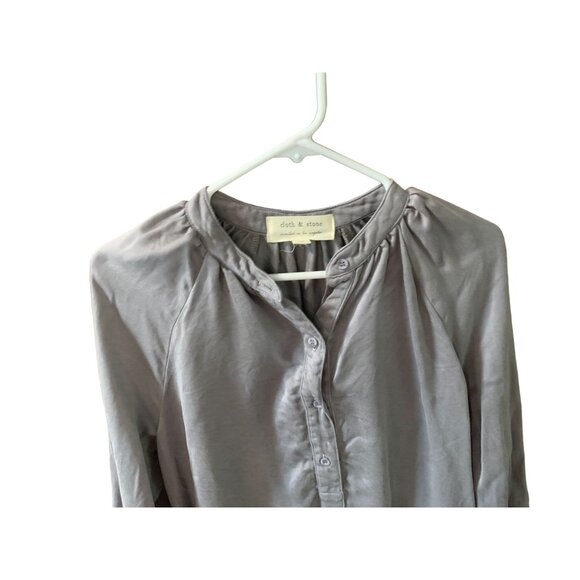 Clothe and Stone Womens Size Medium Long Sleeve 3/4 Button Shirt Top Gray Tencel - Picture 3 of 5